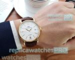 Copy IWC Portofino White Dial Brown Leather Strap Men's Watch